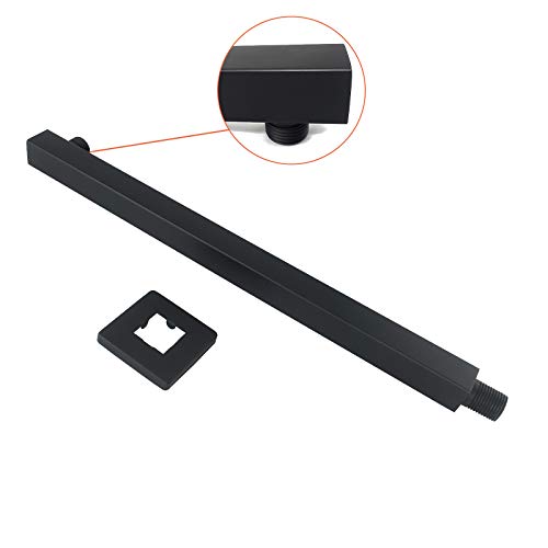 Nearmoon 16 Inch Shower Arm, Rain Shower Head Extension Extender, With Flange And Teflon Tape, Made Of Thicken Stainless Steel For Bathroom Rainfall Showerhead (Matte Black) #TOP3
