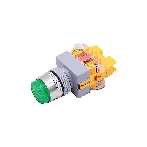 Interruptor de botón Y090 37-11D con luz LED verde y contactos de plata de reinicio