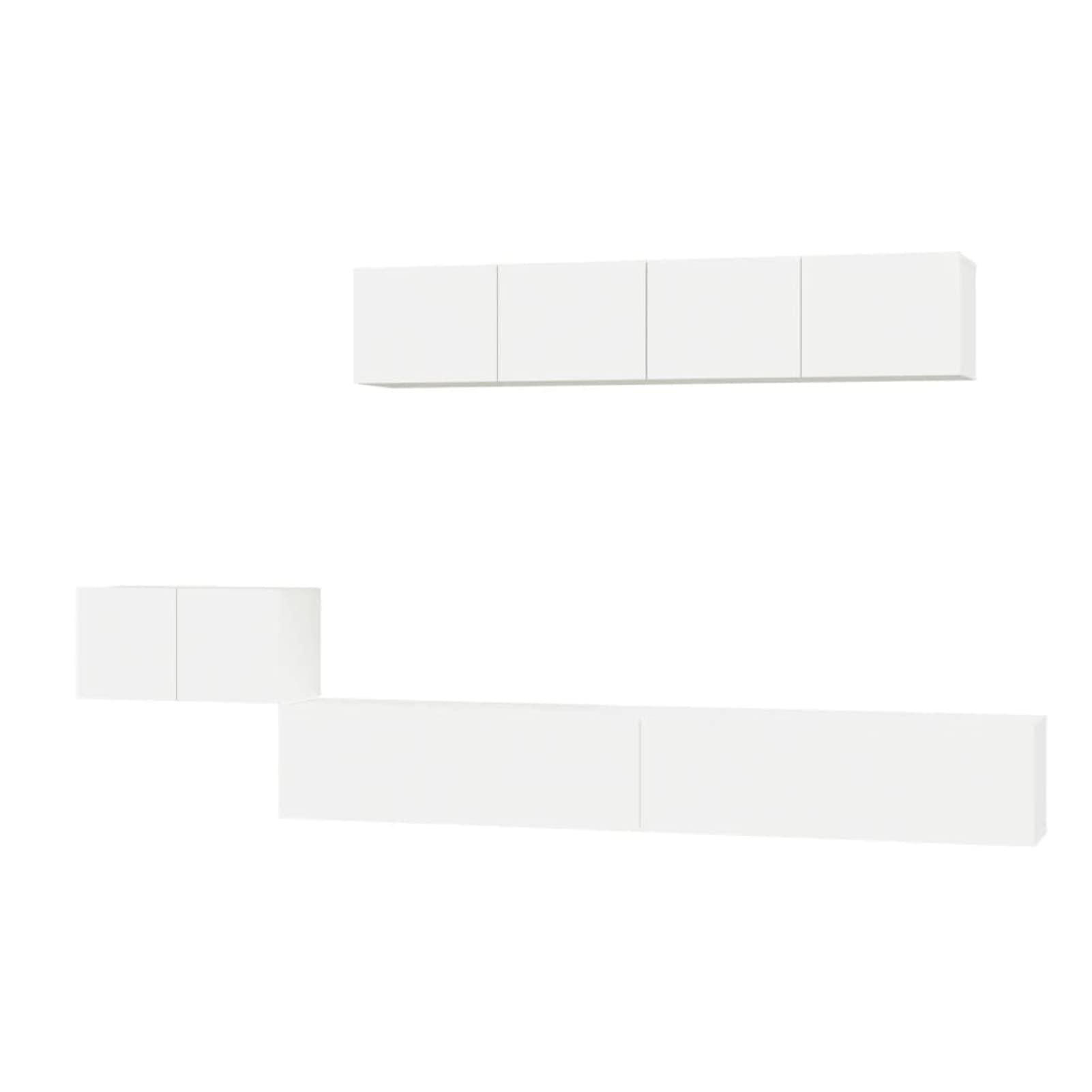 Tidyard Estantería de TV Flotante Mueble de TV Colgante,Estante para TV, Mesa de Centro Flotante Consola de Pared,Mueble para TV,Soporte para TV,5 Piezas Madera contrachapada Blanco 2#