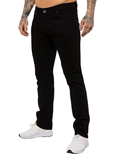 989Zé ENZO Regular Fit Pant Stretch Jeans Pantalones Vaqueros para Hombre EZ359 Negro 32W / 32L