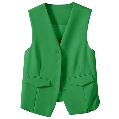 Chaleco sin mangas para mujer con cuello en V y botones para oficina