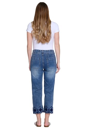 Tru Luxe Jeans Women's Embroidered Opening Wide Leg Crop Jean3