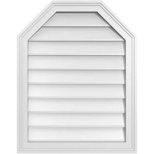 Ekena Millwork GVPOT22X2802SN Octagonal Top Surface Mount PVC Gable Vent, Factory Primed White