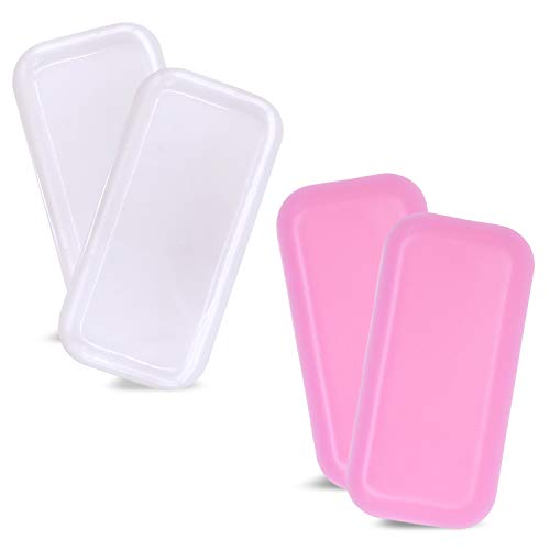 KRISMYA Silicone Eyelash Pads for Lash Extensions,4 Pack Silicone Eyelash Extension Holder Pallet Tool Eye Lashes Pads Pallet Eyelash Extension False Eyelash Holder (Pink and Clear)