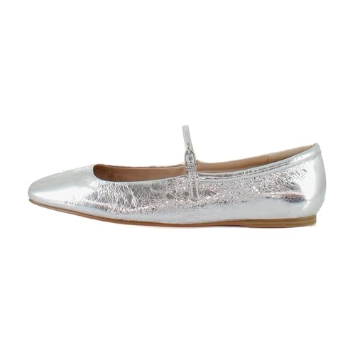Image of Dolce Vita Reyes Women's Flats Silver Distressed Leather Size 12 M
