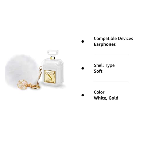 Pummelouty Airpods Case Perfume Cover With Keychain Perfume Bottle And Fur Ball, Luxury Cute Design Silicone Soft Shockproof Airpods Case For Girls And Women #TOP6