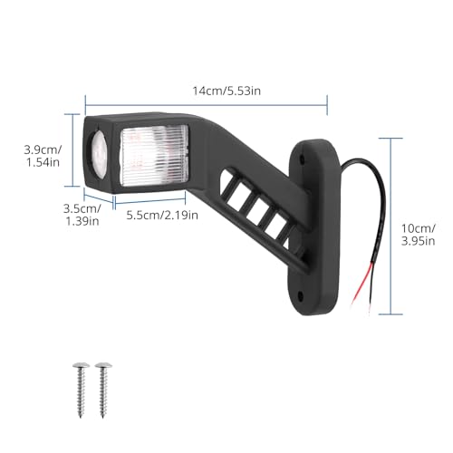 AUTOUTLET LED Begrenzungsleuchten Anhänger, 2PCS Positionsleuchten 10-30V Wasserdicht, Seitenleuchten mit Dual-E9-Mark & Silikon-Basis, Positionsleuchte Seitenmarkierungsleuchten für LKW PKW (140mm)