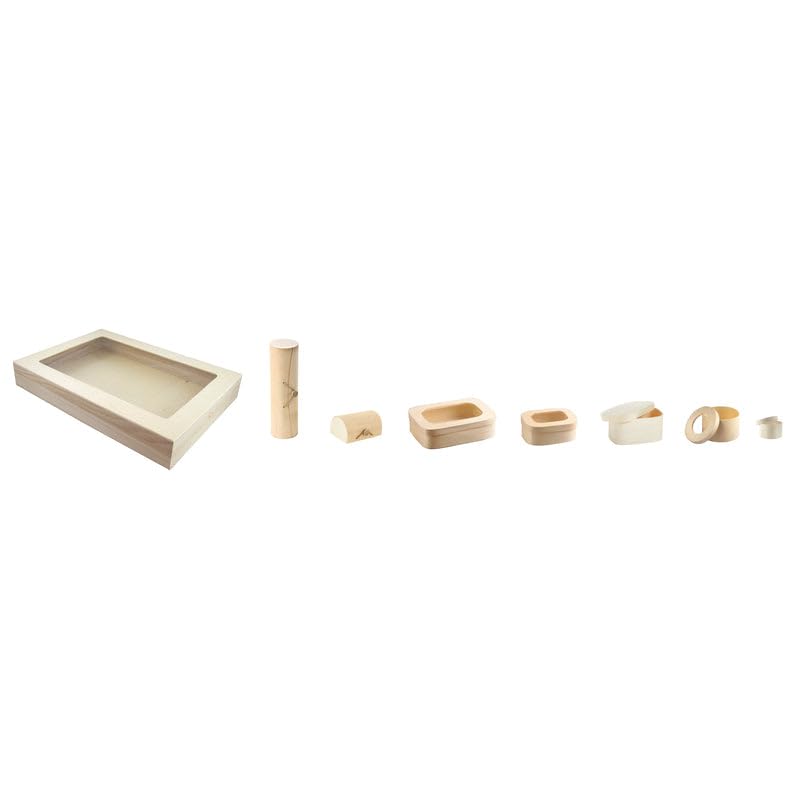 PacknWood - 50 Caja Rectangular Madera | 6,5x6,5 cm | Hostelería Catering, Desechable, Ecológico, Delivery Take Away