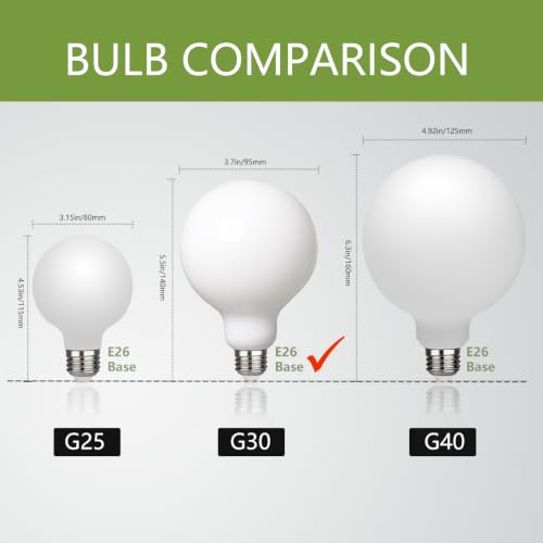 Image of G30 LED Globe Light Bulbs, E26 Base, Warm White 2700K, 2 Pack