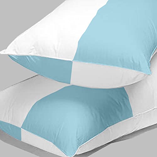 Image of Adjustable Hollow Fibre Sleeping Pillow Dream Fibre Pillow Bed Pillow Pillows for Sleeping Luxurious 2 Piece Microfiber Pillow Extra Soft Hotel Quality Pillow Light Blue and White16x24