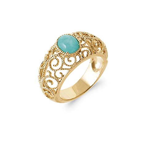 Bague Amazonite anti-ternissement en or 18k pour peaux sensibles à la recherche d'éclat
