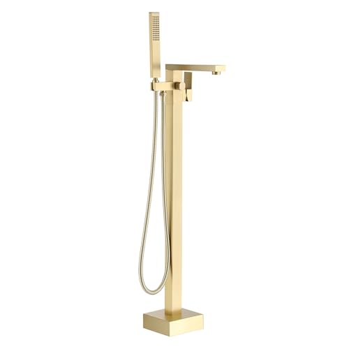Boyel Living Freestanding Bathtub Faucet Tub Floor Mount Single Handle Filler Faucet with Hand...