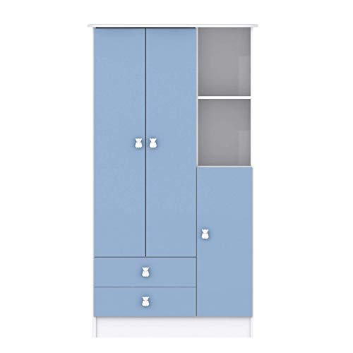 Quarto de Bebê Completo MadeiraMadeira com Guarda Roupa e Cômoda 376990 Azul