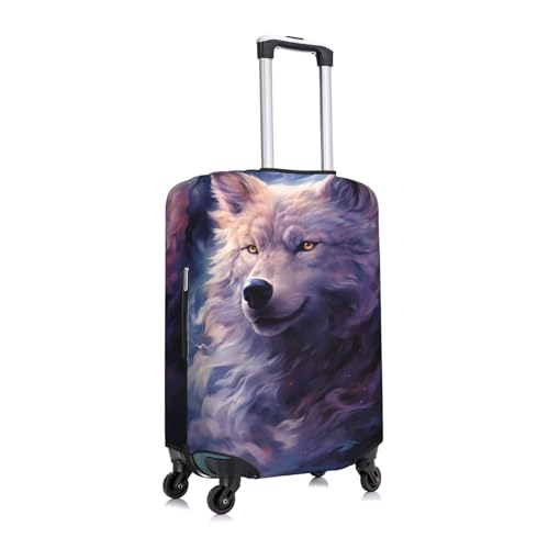 Colorful Galaxy Wolf Print Suitcase Covers Protectors, Luggage Covers For 18~32" Suitcase, Accessories Washable Elastic Luggage Protective Cover3