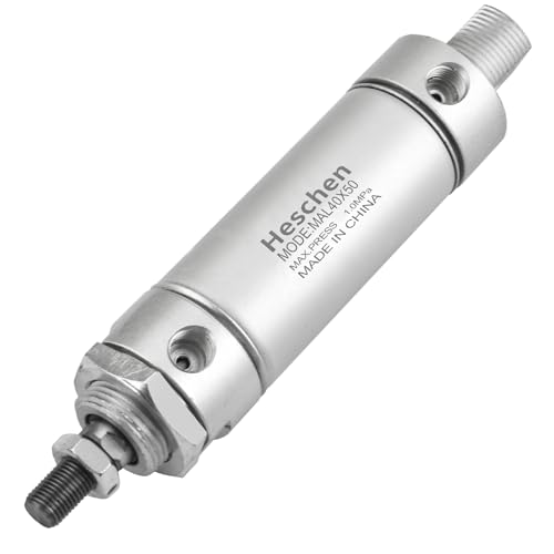 Heschen Pneumatischer Schlanker Luftzylinder, MAL 40-50, PT1/4'' Anschluss, 40mm Bohrung, 50mm Hub, Doppelt Wirkend