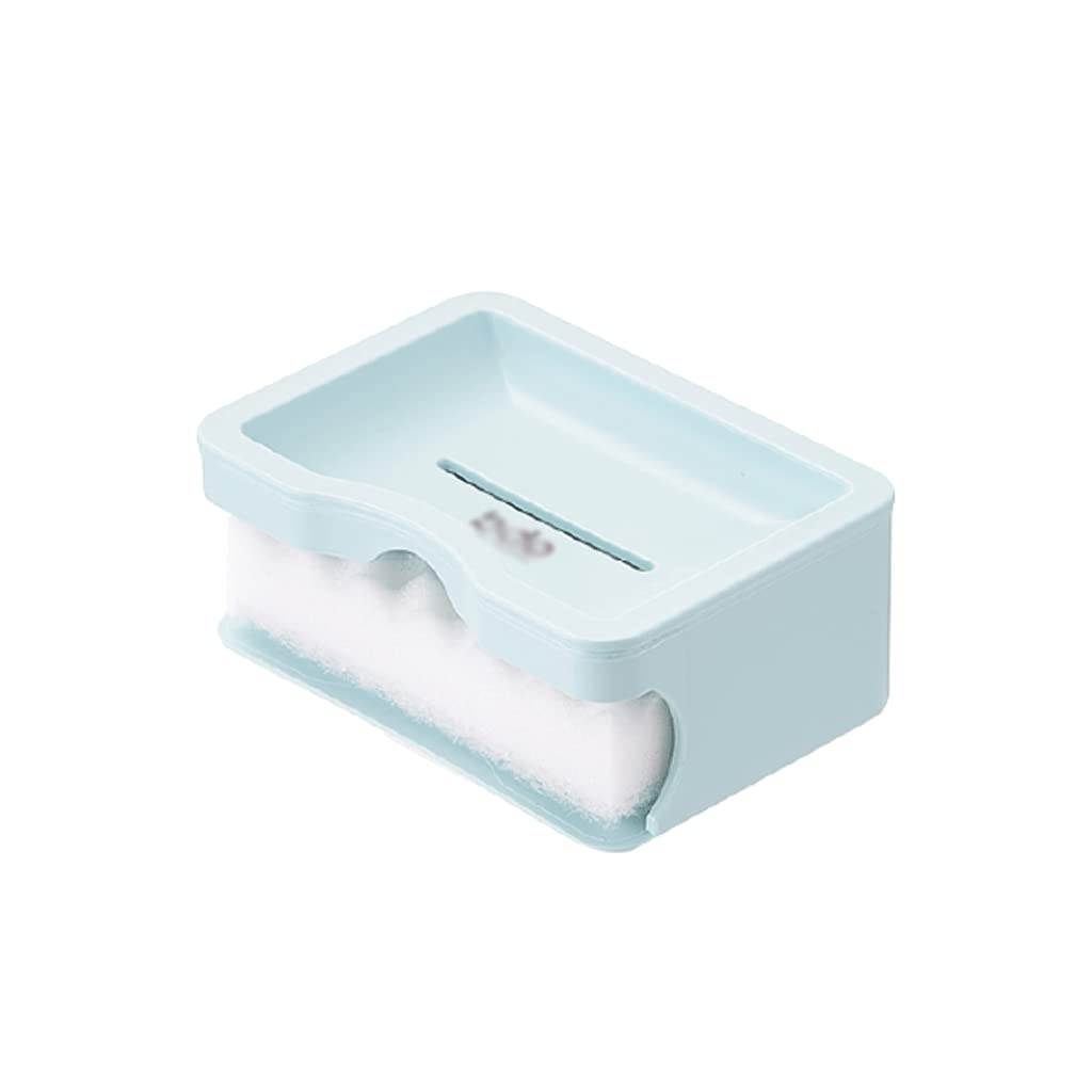 soap box holder, Soap Dish Holder,SoapTray,Self-Draining Double-layer, PP Plastic Drain with Sponge Cloth(Wit)