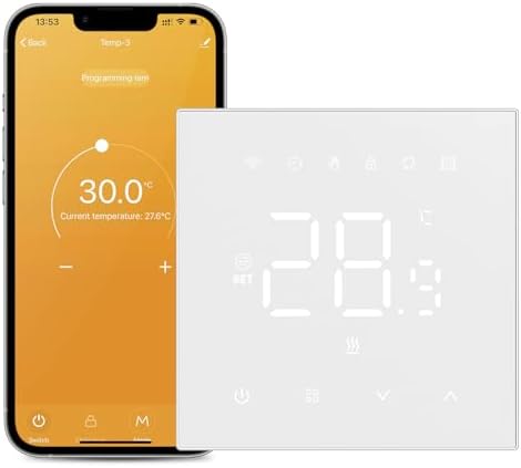 MIUCDA Termostato eléctrico inteligente WiFi, calefacción por sue...