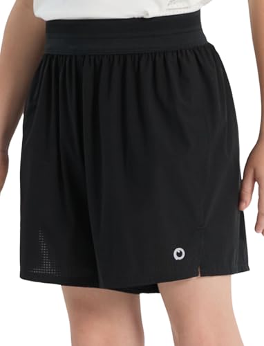 PATPAT Boys 2-Piece Athletic Set, Ultra-Light Quick-Dry T-Shirt & 2-in-1 Mesh Liner Shorts – Breathable Activewear for Sports & Play, Hyper Black, US6/XS4