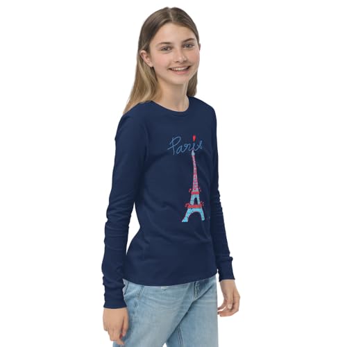 Youth Long Sleeve tee Eiffel Tower Blue®4