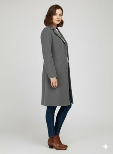 Image of HAUTEMODA Women's Winter Coat Trench Long Sleeves Over Coat With Pocket single Breasted
