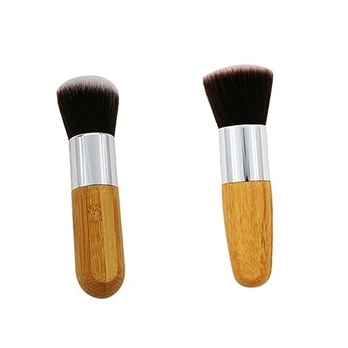 FRCOLOR 2個メイクブラシ ファンデーションブラシ 平型 丸型 軽量 持ち運び便利 密の柔らかい毛先
