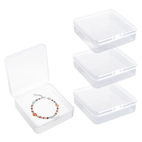 4PCS Square Mini Transparent Storage Box With Lid 8.5x8.5x2.5cm Travel Soap Box Travel Leak-Proof Soap Container With Lid Portable Shampoo Holder Suitable For Small Items Storage