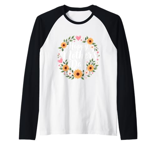 Happy Mother's Day Mama Cute Floral per mamma o nonna Maglia con Maniche Raglan