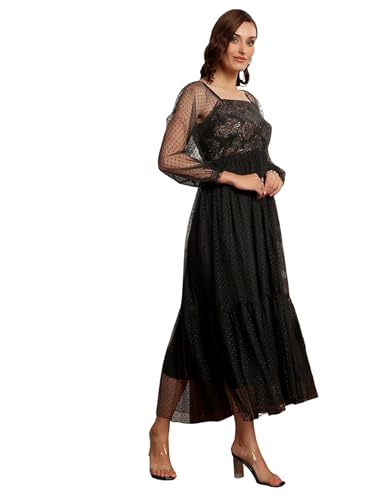 Image of Miss Chase Women's Round Neck Sleeveless Floral Ruffled GatheKnee-Long Skater Dress