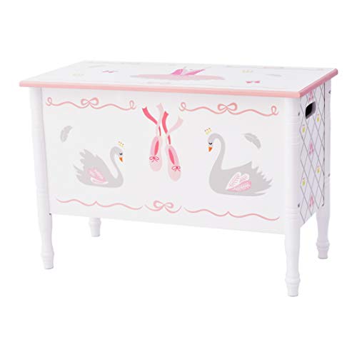 Fantasy Fields - Coffre à jouets Ballerina de Swan Lake | Meubles en bois pour enfants fabriqués à la main et peints à la main