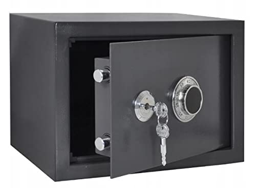 Caja fuerte para muebles con cerradura de combinación mecánica cerradura de doble barba, caja fuerte de pared, incluye 2 llaves 9 kg (35x25x25 cm)