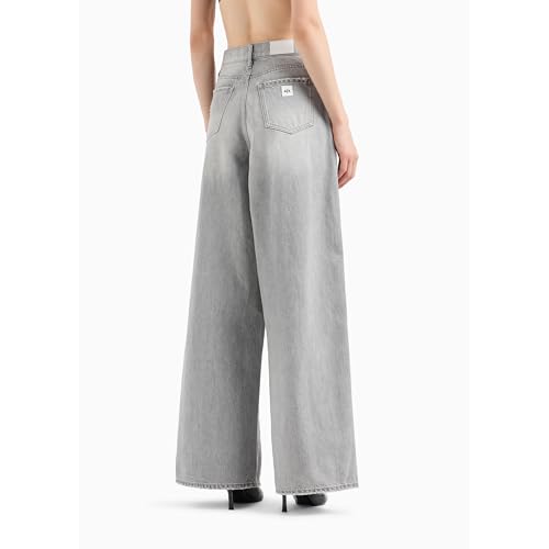 Armani Exchange Women's Super Wide Leg Rigid Cotton 5 Pocket Pant4