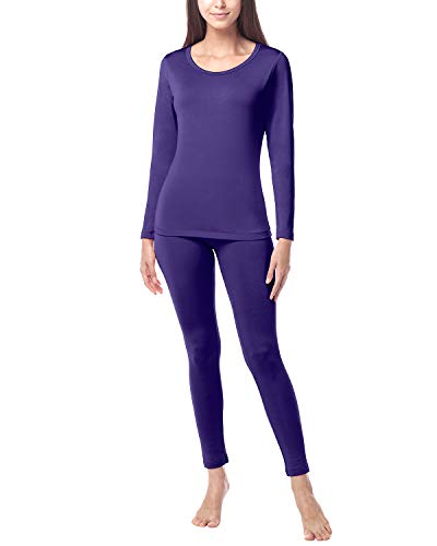 LAPASA Women's Lightweight Thermal Underwear Long John Set Fleece Lined Base Layer Top & Bottom L17 (X-Large, Purple)