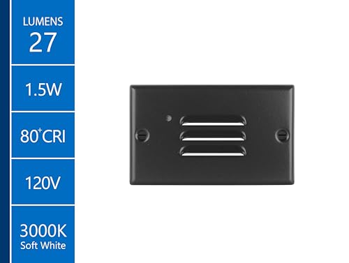 Image of NICOR Lighting STP2 Horizontal Louvered Black LED Step Light with Photocell (STP2L120HBKPC)