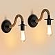 Comely 2 Stück Wandleuchte Retro, Wandlampe aus Hanfseil Schwarz E27, Industrial Wandleuchte Innen für Schlafzimmer, Wohnzimmer, Treppen, Flur (ohne Leuchtmittel)