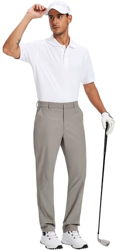 Tyhengta Men's Golf Pants 30"/32"/34" Lightweight Comfy Stretch Work Dress Pants Taupe 32Wx30L — view 3