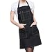 fayengan Delantal de Trabajo Mandil de Algodón Unisex Moda para Cafetería Tienda de Postres Restaurante (Color : Black, Size : XL)