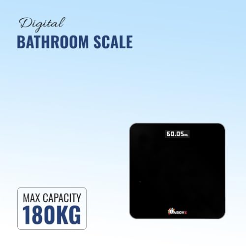 1ABOVE Digital Bathroom Scale, Electronic Scales Weighing Scale, Auto On/Off Function, LED Display for Superior Visibility, Switch Units Kg-lb, Max Capacity 180kgs, Weight Machine for People- Black - Image 4