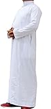 JXG-Men Casual Muslim Business Saudi Arabic Thobe Long Sleeve Dress Shirts White US XL