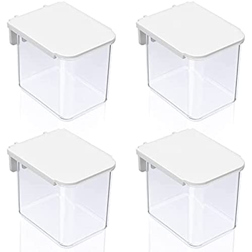 RAUKS Lot de 4 boîtes de rangement en panneau perforé avec couvercle, boîtes de rangement en plastique transparent avec crochets, porte-gobelet pour garage, cuisine, artisanat, salle de rangement