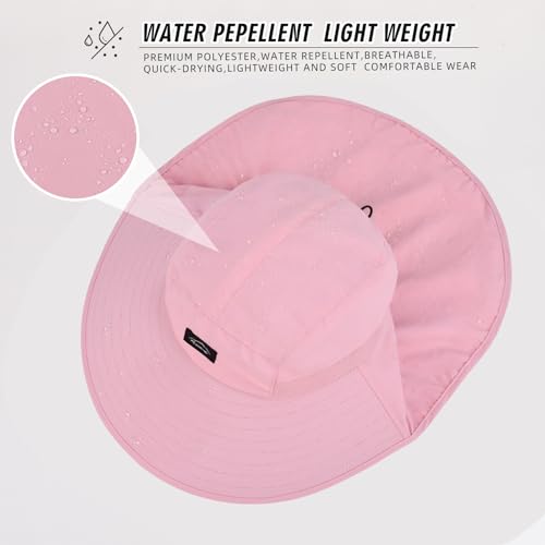 Image of Rosoz Outdoor Sun Hat for Men Women, UPF50+ Protection Safari Cap Wide Brim Mesh Fishing Hat with Neck Flap Beach Garden