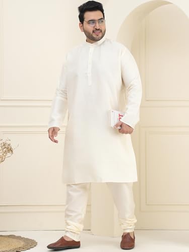 Image of SOJANYA Plus (Since 1958) Men's Silk Blend Booti Only Long Kurta
