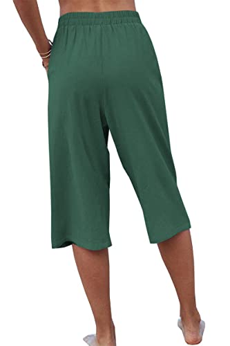 Image of Veatzaer Women's Elastic Waist 3 /4 Capri Harem Pants with Pockets Casual Loose Solid Yoga Trousers S-XXL