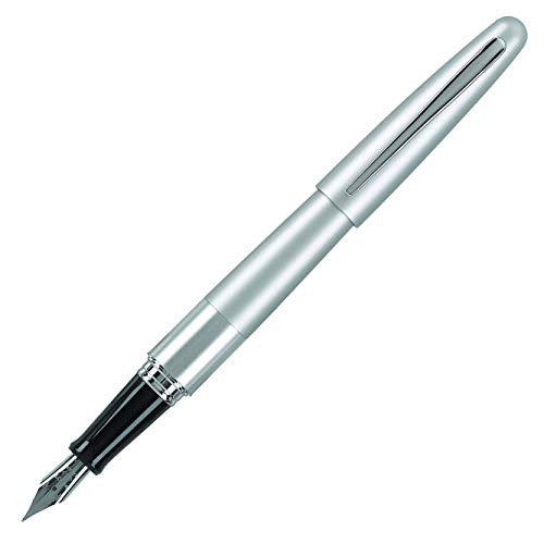 Pilot Metropolitan Collection Fountain Pen, Silver Barrel, Classic Design, Medium Nib, Medium Nib, Black Ink (91118)