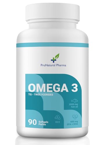 Omega 3 | 90 Perlas | 360 mg EPA + 240 mg DHA | 2000 mg por Dosis Diaria | Forma TG Triglicérido | Vitamina E | Aceite de Pescado | Fabricado en España | ProNatural Pharma