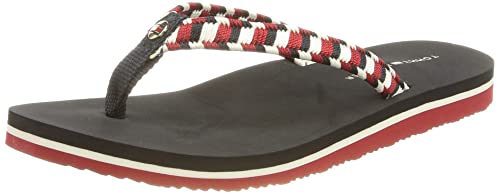 Tommy Hilfiger Damen Flache Strandsandalen aus gewebtem Gurtband Flipflop, Wüstenhimmel, 39 EU