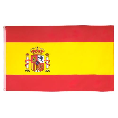Image of AZ FLAG - Spain Flag - 2x3 Ft - 100D Polyester Spanish Banner with Two Metal Grommets - Fade Resistant - Vivid Colors - 2' x 3' Feet - 90x60 Cm