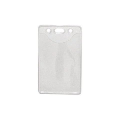 Credit Card Size Vertical Clear Vinyl Badge Holders w/ Holes - 100pk MyBinding 1815-1100 Clear Cover