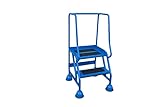 The Ramp People Warehouse Ladder - Mobile With Platform & Handrails - Steel Step Ladder (2 Treads (550mm Platform Height))
