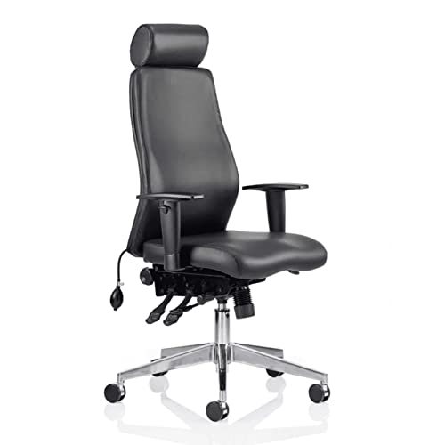 Dynamic Onyx Ergo Posture Fabric Chair with Headrest/Arms - Black