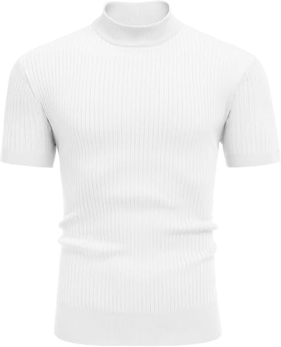 Image of DENIMHOLIC Mens Cotton High Neck T Shirt for Men Half Sleeve Turtleneck Tshirt Cotton Highneck Turtle Neck for Men Mock Neck for Man
